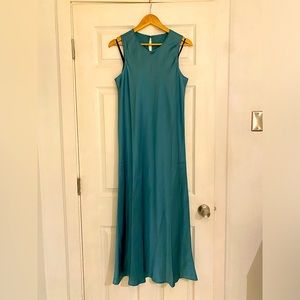 Theory silk floor length blue dress